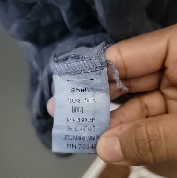 Amanti Made In Italy 100% Silk Blouse Whimsical Floral Flowy Large 3/4 Sleeve - Picture 6 of 7